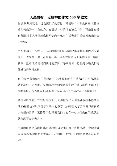 人是要有一点精神的作文600字散文