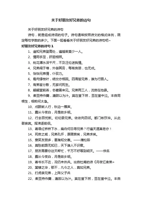 关于好朋友好兄弟的诗句