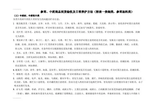 (整理)参茸、中药商品到货验收及日常养护方法(附表一贵细类,参茸汤料类)