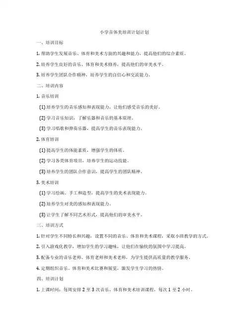 小学音体美培训计划计划