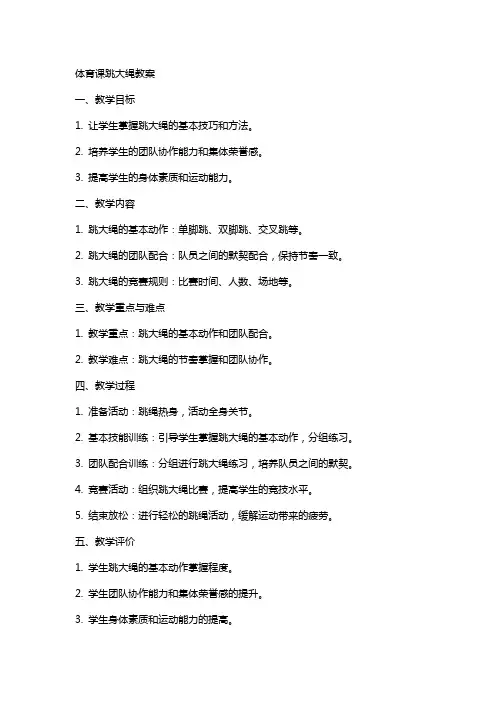 体育课跳大绳教案