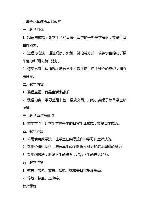 一年级小学综合实践教案