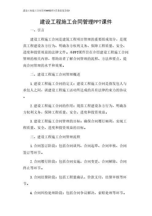2024年-建设工程施工合同管理PPT课件(多条款复杂版)