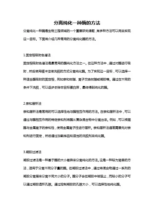 分离纯化一种酶的方法