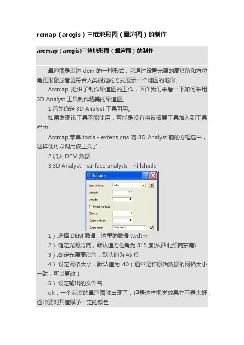 rcmap（arcgis）三维地形图（晕渲图）的制作