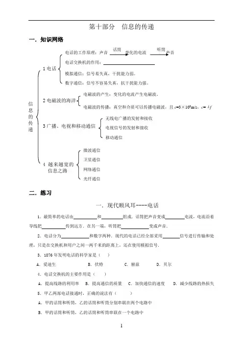 中考物理专项复习第十六部分信息的传递