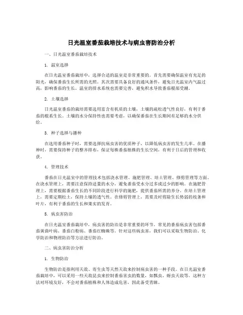 日光温室番茄栽培技术与病虫害防治分析