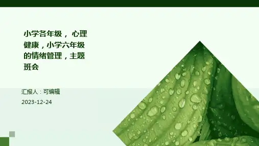 小学各年级, 心理健康,小学六年级的情绪管理,主题班会ppt