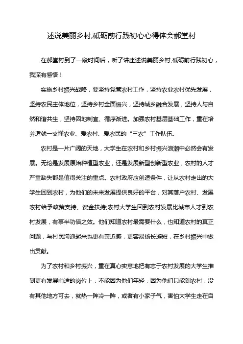 述说美丽乡村,砥砺前行践初心心得体会郝堂村