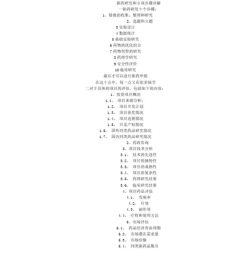 新药研发立项步骤