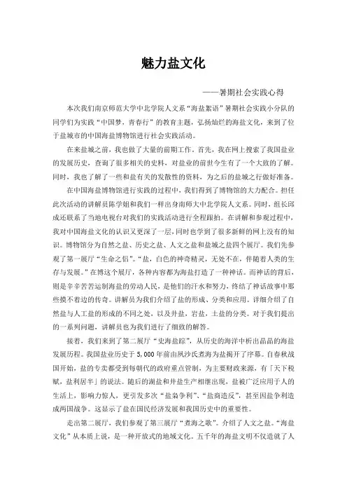 关于盐文化的社会实践报告