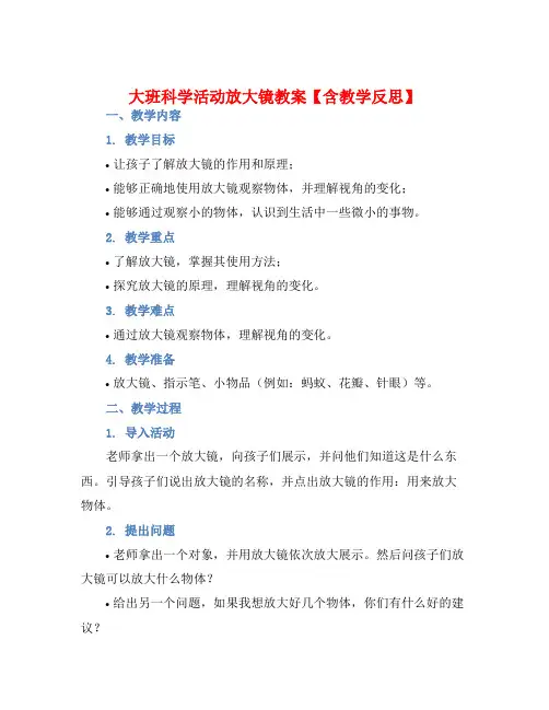 大班科学活动放大镜教案【含教学反思】
