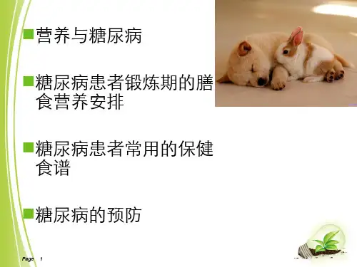 糖尿病患者锻炼期的膳食营养PPT课件
