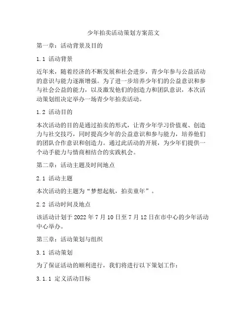 少年拍卖活动策划方案范文