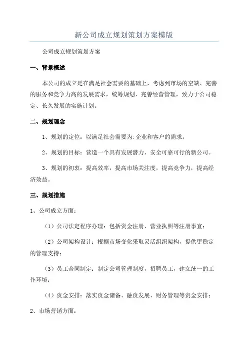 新公司成立规划策划方案模版
