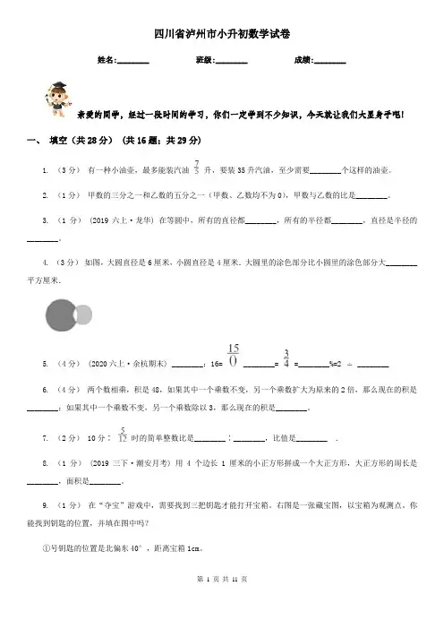 四川省泸州市小升初数学试卷