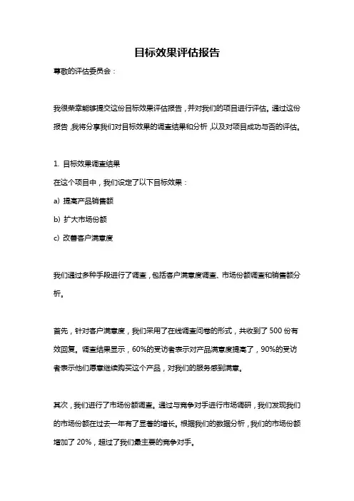 目标效果评估报告