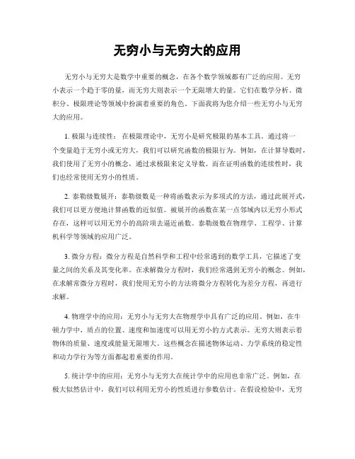无穷小与无穷大的应用