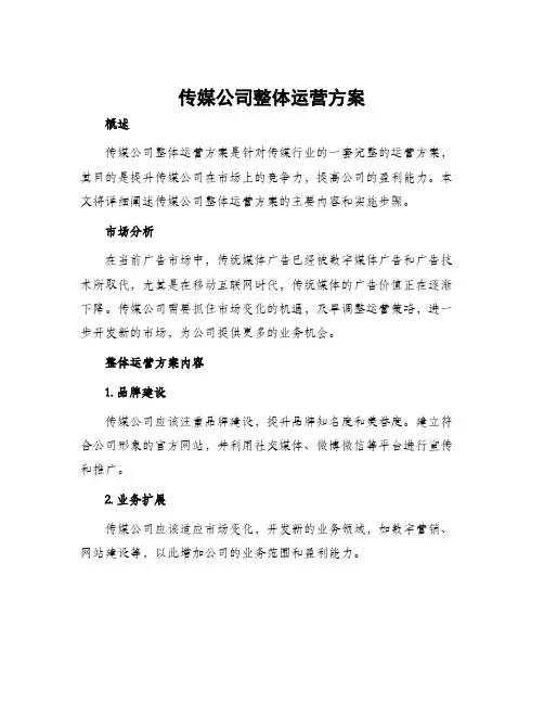 传媒公司整体运营方案