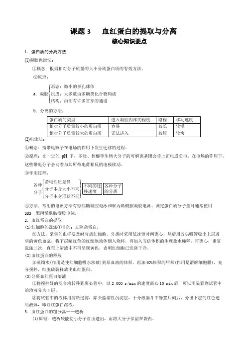 课题3   血红蛋白的提取与分离