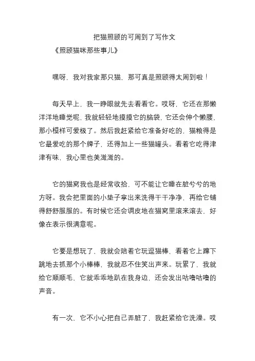 把猫照顾的可周到了写作文