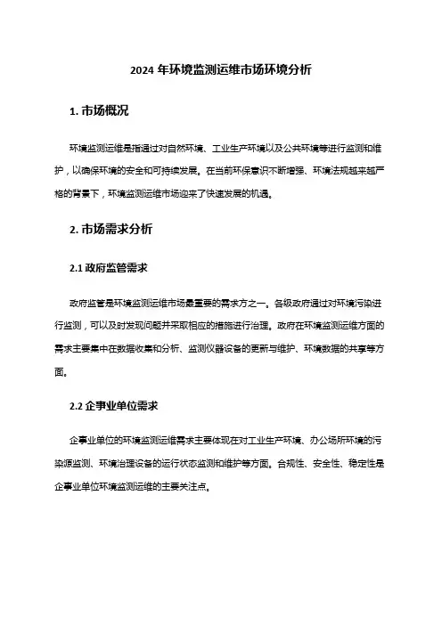 2024年环境监测运维市场环境分析