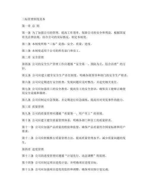 三标管理制度范本