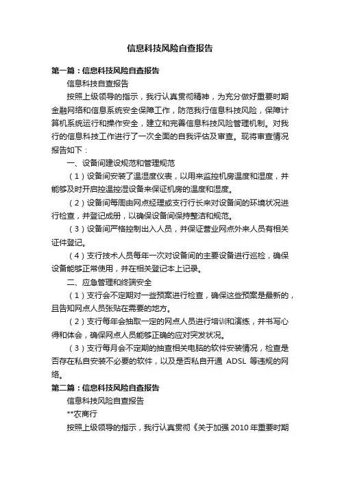 信息科技风险自查报告