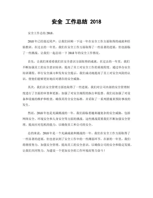 安全 工作总结 2018