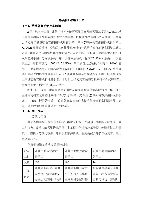 脚手架工程施工工艺
