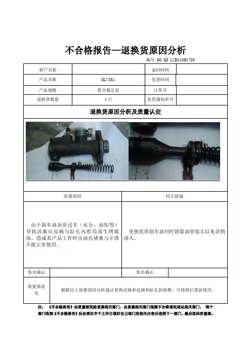 不合格产品报告格式