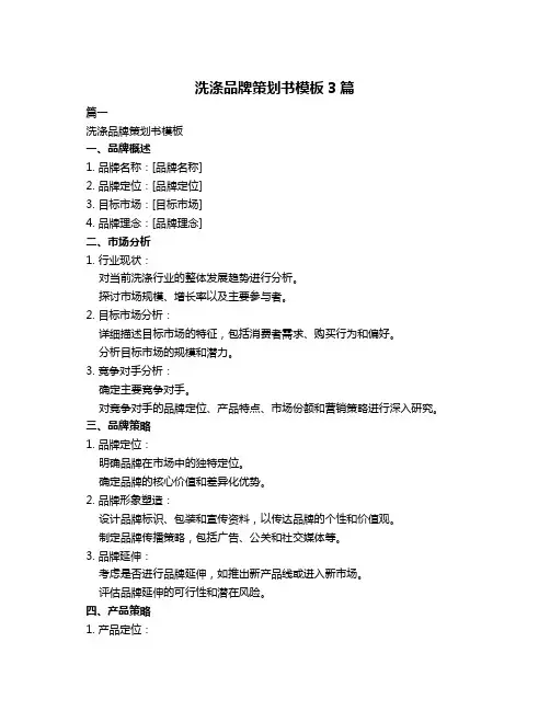 洗涤品牌策划书模板3篇