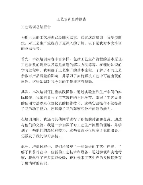 工艺培训总结报告