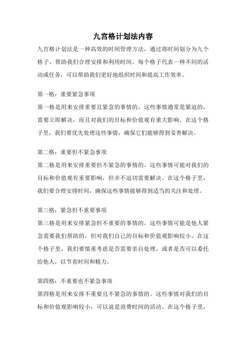 九宫格计划法内容