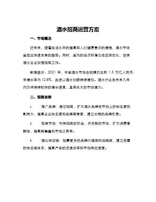 酒水招商运营方案