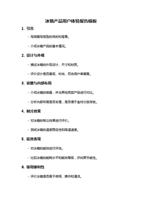 冰箱产品用户体验报告模板
