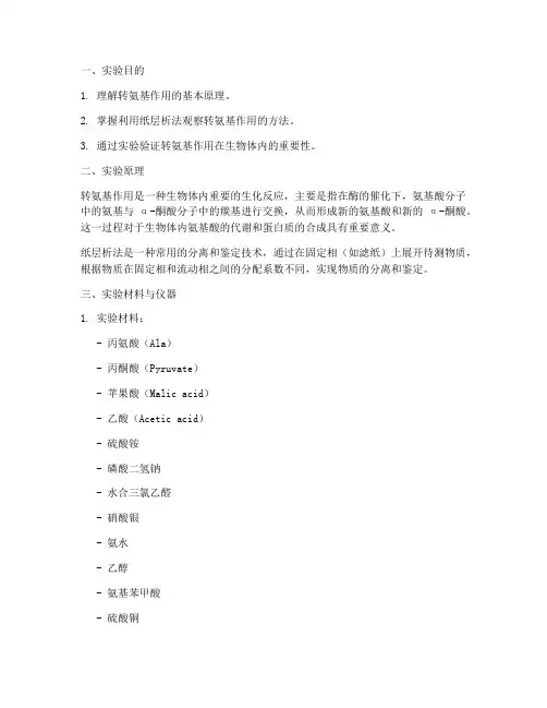 转氨基实验报告