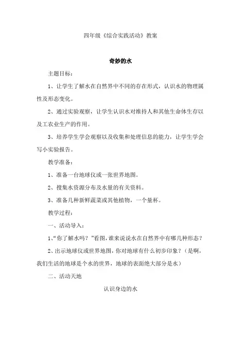 四年级综合实践活动教案