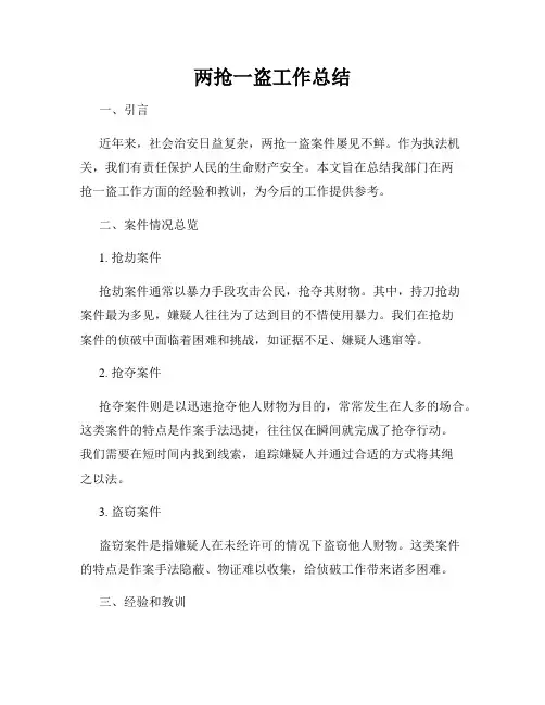 两抢一盗工作总结