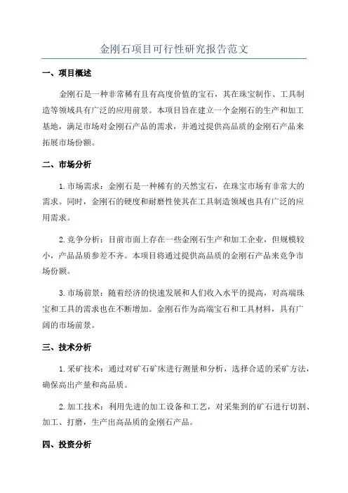 金刚石项目可行性研究报告范文