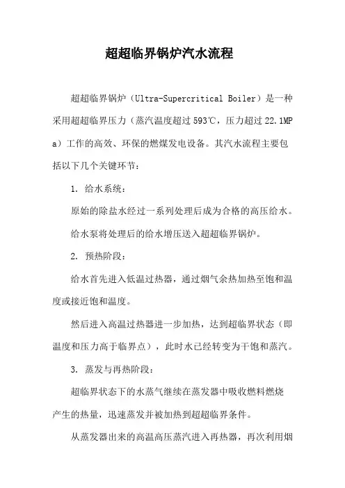超超临界锅炉汽水流程