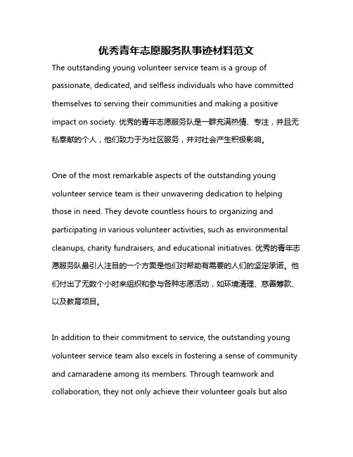 优秀青年志愿服务队事迹材料范文