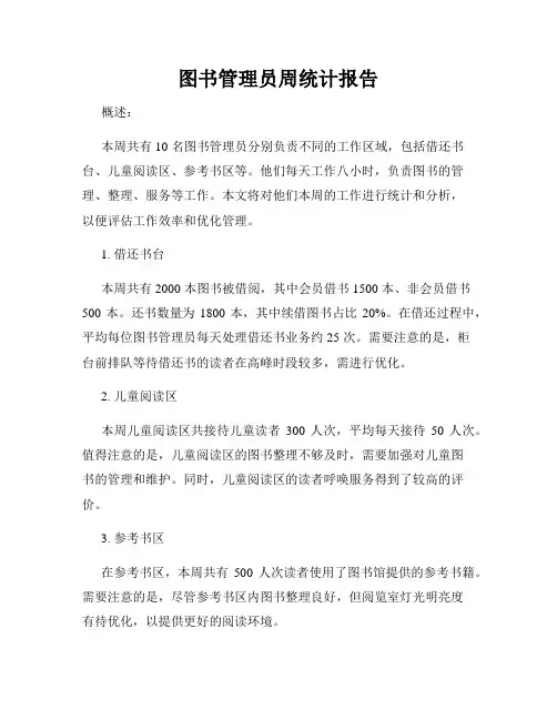 图书管理员周统计报告