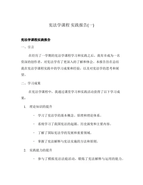 宪法学课程 实践报告(一)