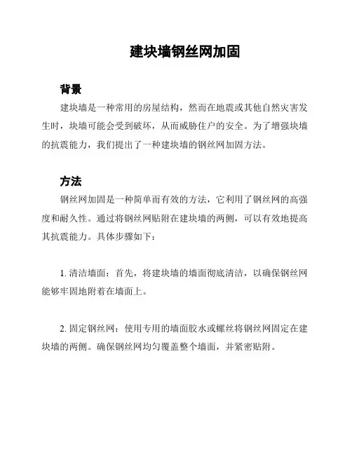 建块墙钢丝网加固