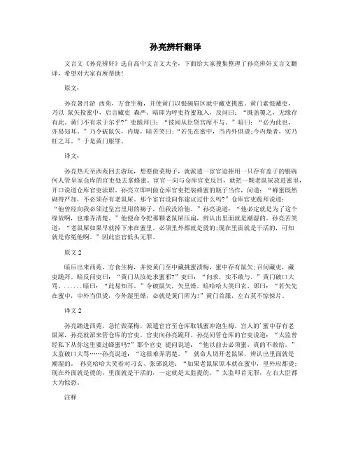 孙亮辨轩翻译