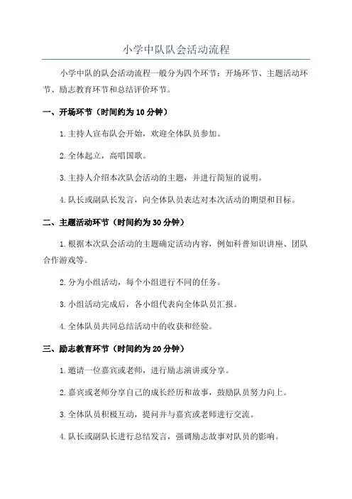 小学中队队会活动流程