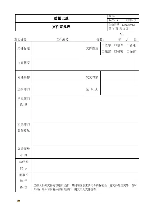文件审批表模板