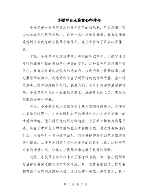 小提琴音乐鉴赏心得体会