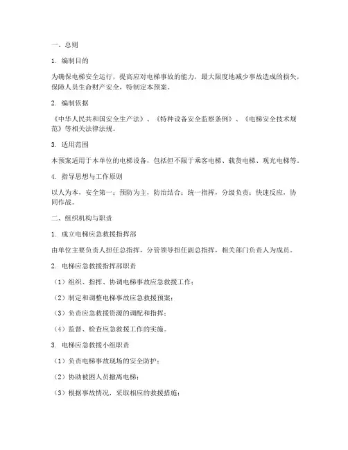 电梯应急预案模板范文